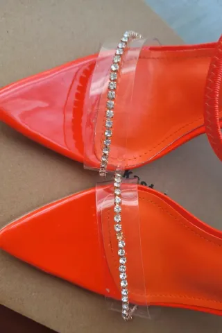Sandalias Shein naranja tacón fino talla 36