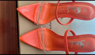 Sandalias Shein naranja tacón fino talla 36