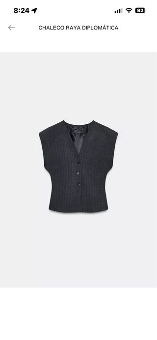 Chaleco Zara Rayas Diplomáticas Gris Talla M