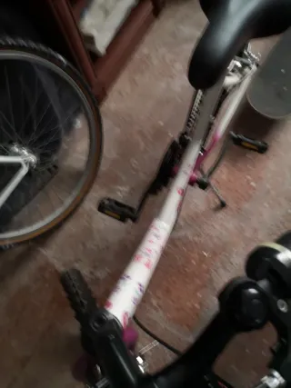 Bicicleta juvenil blanca con flores