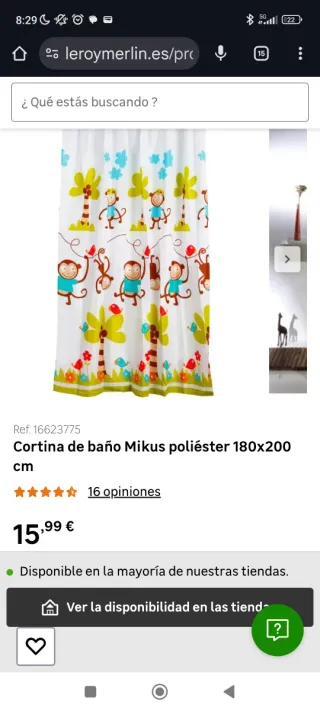 Cortina de baño Mikus monos Leroy Merlin