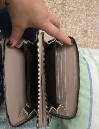 Portafoglio Briciole Beige con Logo Oro