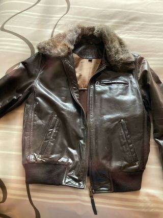 Cazadora de piel Redskins marrón