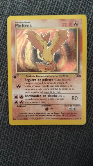 Carta Pokémon Moltres Holo 1ª Edición