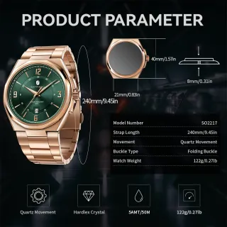 Reloj Sapphero Hombre Oro y Verde