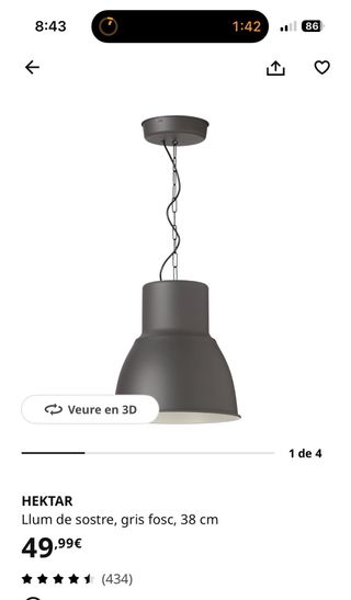 2 Lámpara colgante Hektar gris oscuro