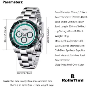 Reloj Automático Hombre RollsTimi Plata/Verde
