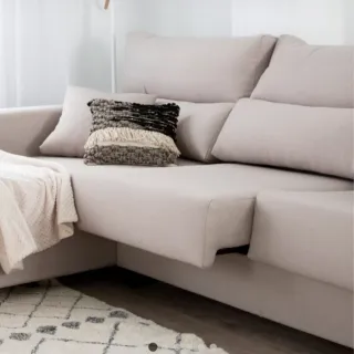 Sofá Chaiselongue Banak Tela Beige