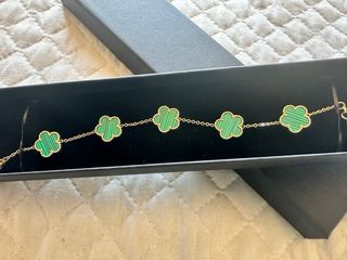 Bracciale quadrifoglio oro e verde