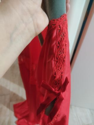 Completo notte camicia e vestaglia rosso Taglia S