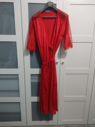 Completo notte camicia e vestaglia rosso Taglia S