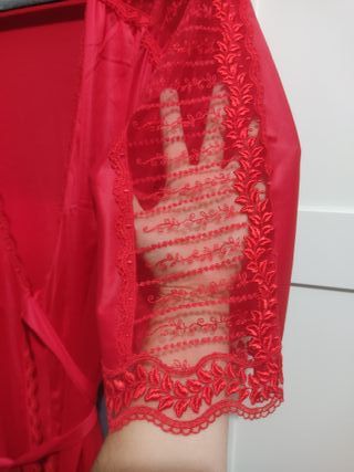 Completo notte camicia e vestaglia rosso Taglia S