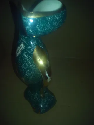 Lote Vintage Kitsch Gran Jarrón Jaspeado y Búcaro