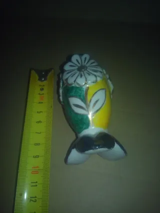 Lote Vintage Kitsch Gran Jarrón Jaspeado y Búcaro