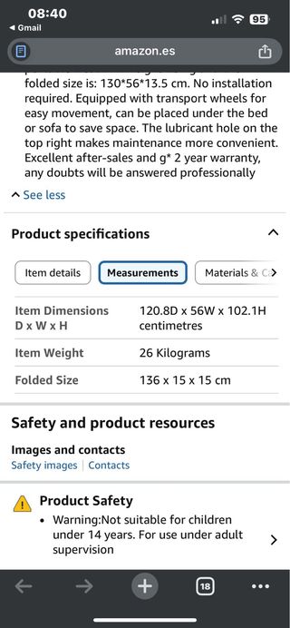 Cinta de correr negra plegable
