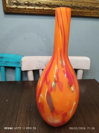 Jarrón de cristal opalino naranja