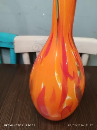 Jarrón de cristal opalino naranja