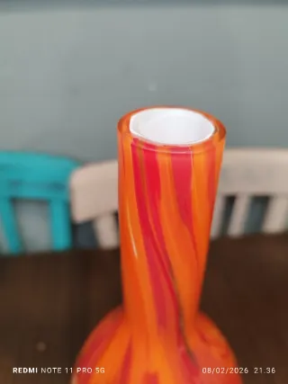 Jarrón de cristal opalino naranja