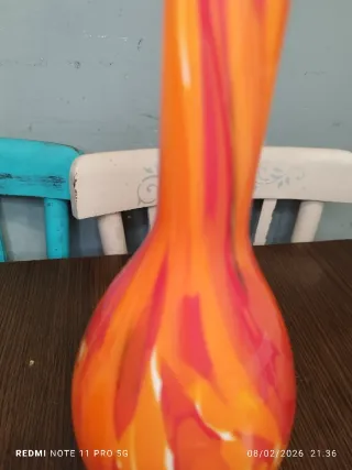 Jarrón de cristal opalino naranja