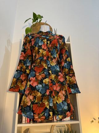 Mono Zara flores mangas acampanadas Talla S