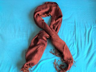 Fular Vintage Granate Naranja Flecos Nuevo