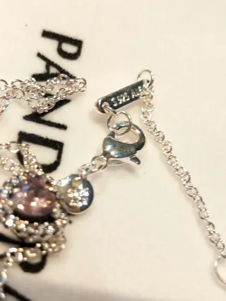 Gargantilla Pandora Plata Corazón rosa