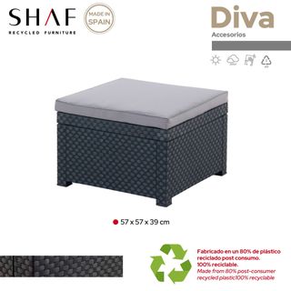 Pouf Diva SHAF grafito con cojín 56x56x39 cm
