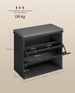 VASAGLE Banco Zapatero Acolchado