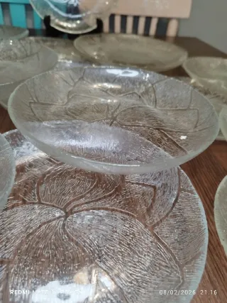 Platos de cristal con diseño de hojas