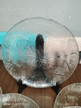 Platos de cristal con diseño de hojas