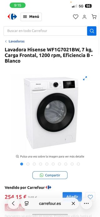Lavadora Hisense WF1G7021BW 7kg Blanca*NUEVA *