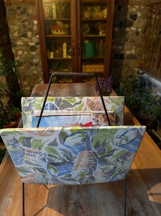 Portariviste vintage tessuto e metallo