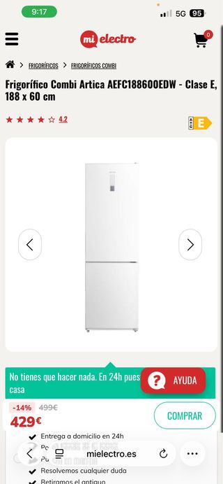 Frigorífico Combi Artica AEFC188600EDW *NUEVA *