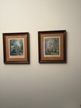 4 Láminas Antiguas Francesas Marco Época .