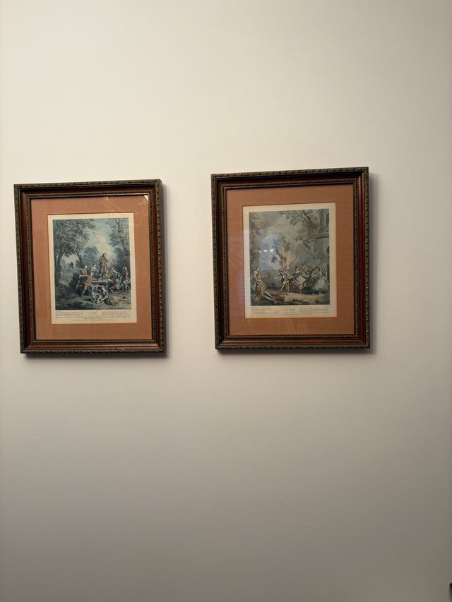 4 Láminas Antiguas Francesas Marco Época .