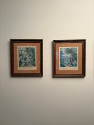 4 Láminas Antiguas Francesas Marco Época .