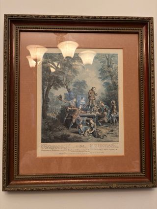 4 Láminas Antiguas Francesas Marco Época .