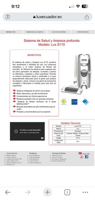 Aspiradora Lux S115 con accesorios