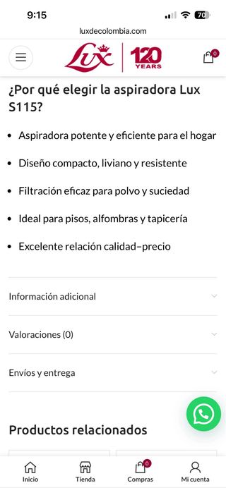 Aspiradora Lux S115 con accesorios