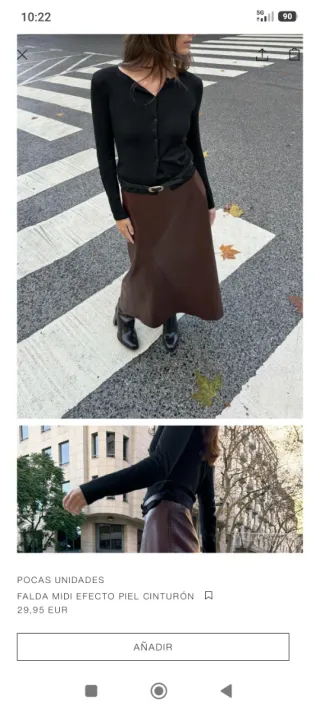 Falda midi efecto piel Zara