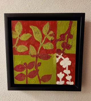 Cuadro óleo abstracto hojas