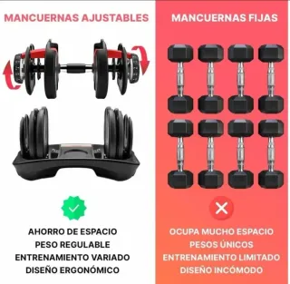 MANCUERNAS AJUSTABLES 24KG: ¡TU GYM EN 1 SOLO EQUI