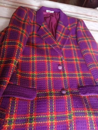 Traje chaqueta cuadros señora falda en lisa de tra