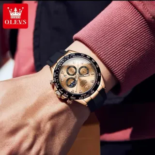 Reloj Olevs Hombre Dorado y Negro