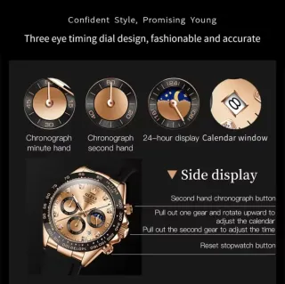 Reloj Olevs Hombre Dorado y Negro