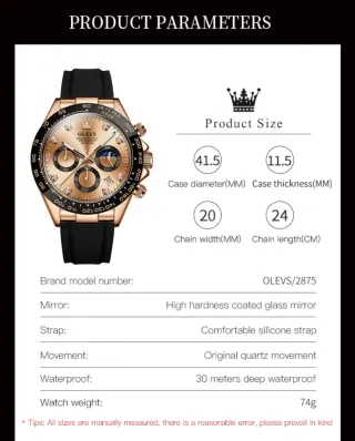 Reloj Olevs Hombre Dorado y Negro