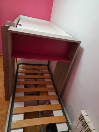 Cama tren fusión gris y blanca