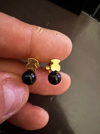 Pendientes Oso Negro Plata S925