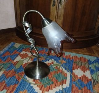 2 Lámparas Vintage Metal y Cristal