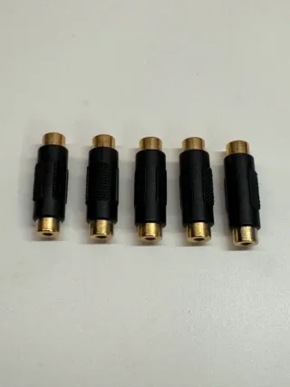 5 Adaptadores RCA Hembra a Hembra Dorados